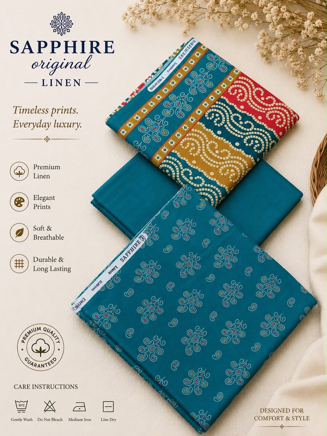 Sapphire Original Linen 3PC – 2026 Collection