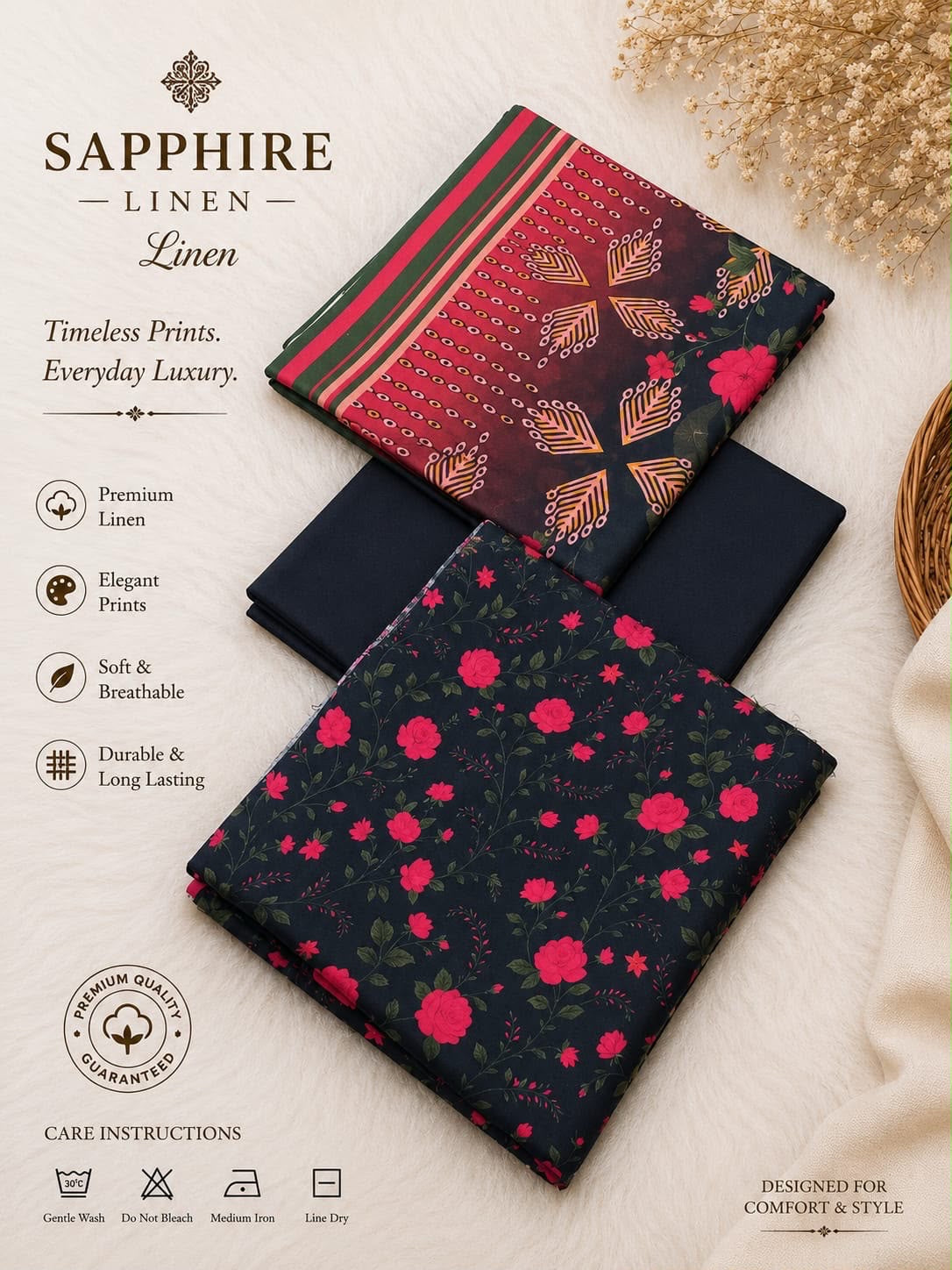 Sapphire Original Linen 3PC – 2026 Collection