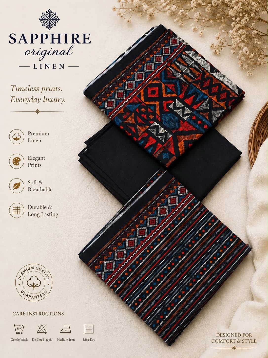 Sapphire Original Linen 3PC – 2026 Collection