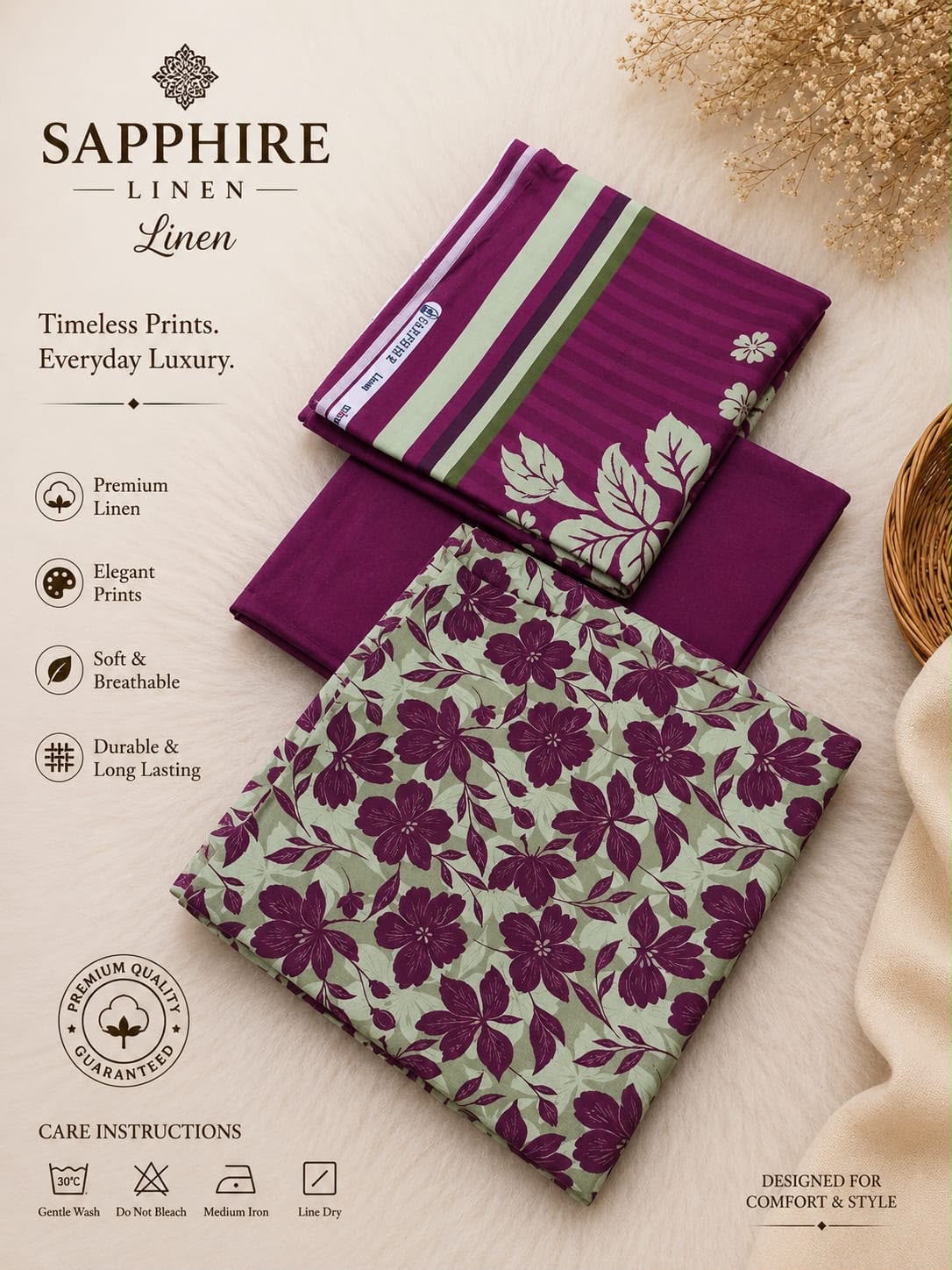Sapphire Original Linen 3PC – 2026 Collection