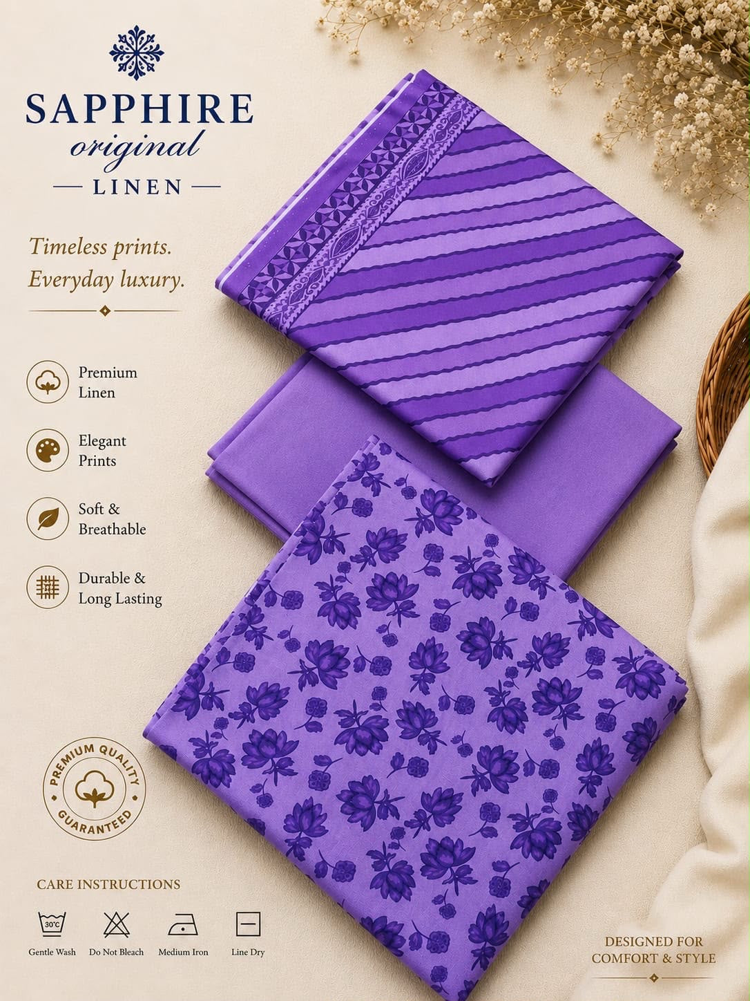Sapphire Original Linen 3PC – 2026 Collection